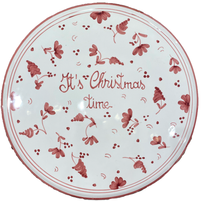 28cm Standing Plate It's Christmas Time - Bordeaux