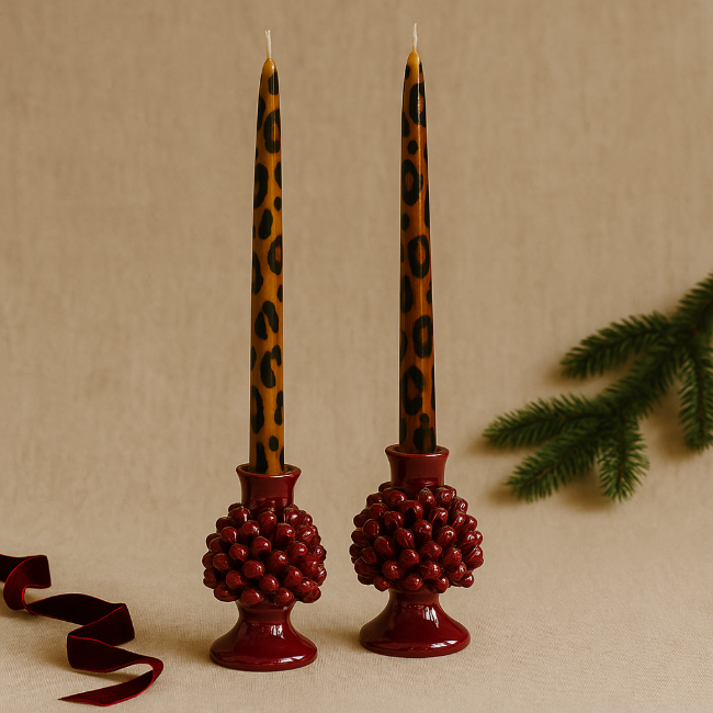 Set of 2 Leopard Candles