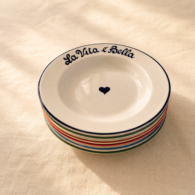 Set de 6 Assiettes  Pasta La Famiglia - 24 cm – Céramique Artisanale Italienne