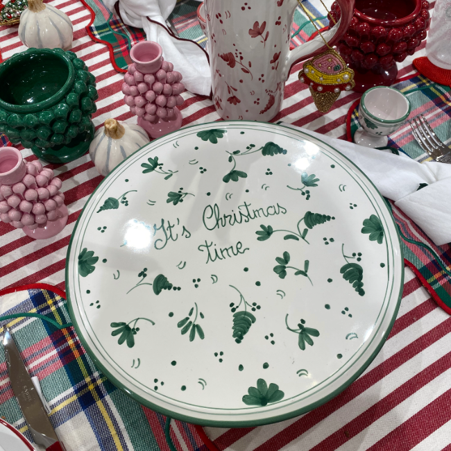 28cm Serving Plate It's Christmas time - Green