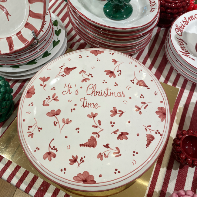 28cm Standing Plate It's Christmas Time - Bordeaux