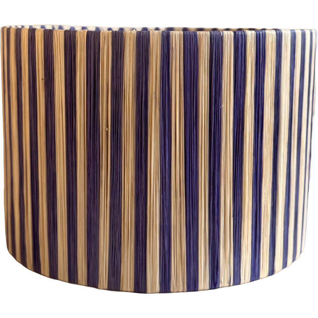 Abat-Jour Rayures Bleu en Raphia