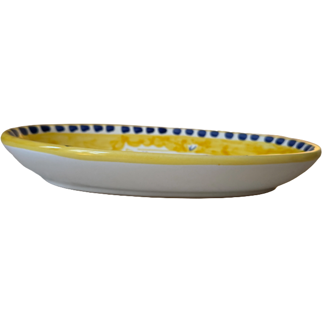 Plat Ovale  26 cm Creux Hippocampe Jaune