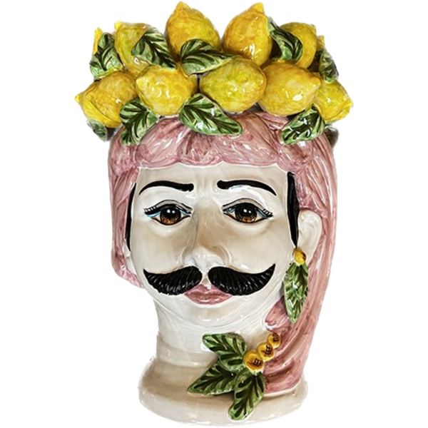 Large Sicilian Limoni man Rose vase