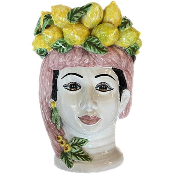 Large Sicilian Limoni vase woman Rose