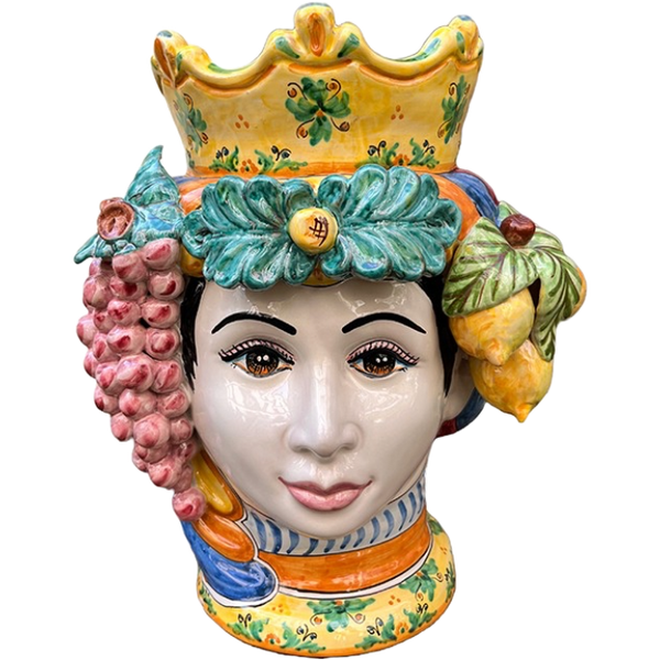 Large Sicilian fruit woman vase