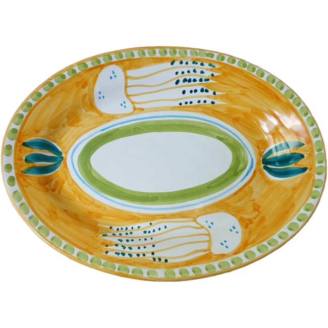 30cm Oval Plate Yellow Medusa