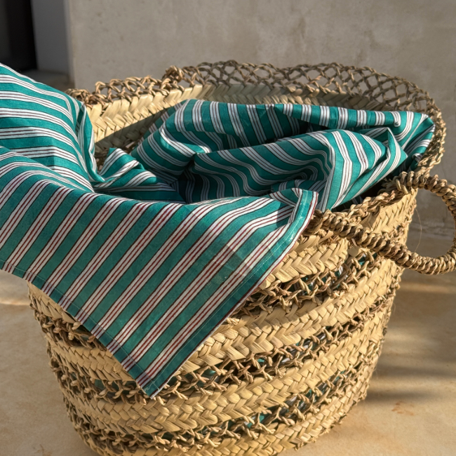 Green Striped Tablecloth