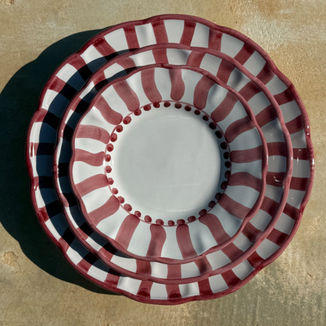 Assiette Sole 25 cm Rayure Bordeaux