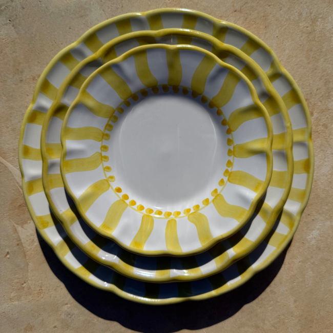 Assiette Sole 25 cm Rayure Jaune