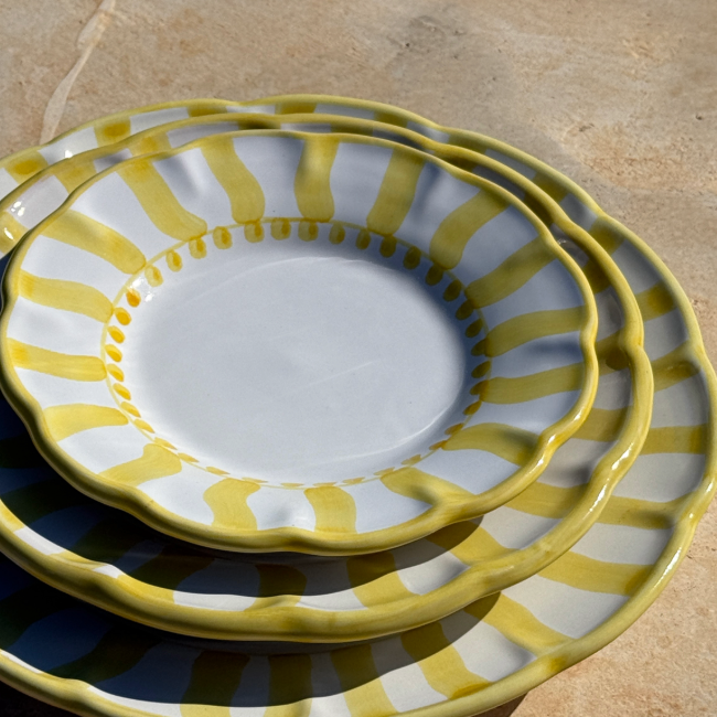 Assiette Sole 16 cm Rayure Jaune