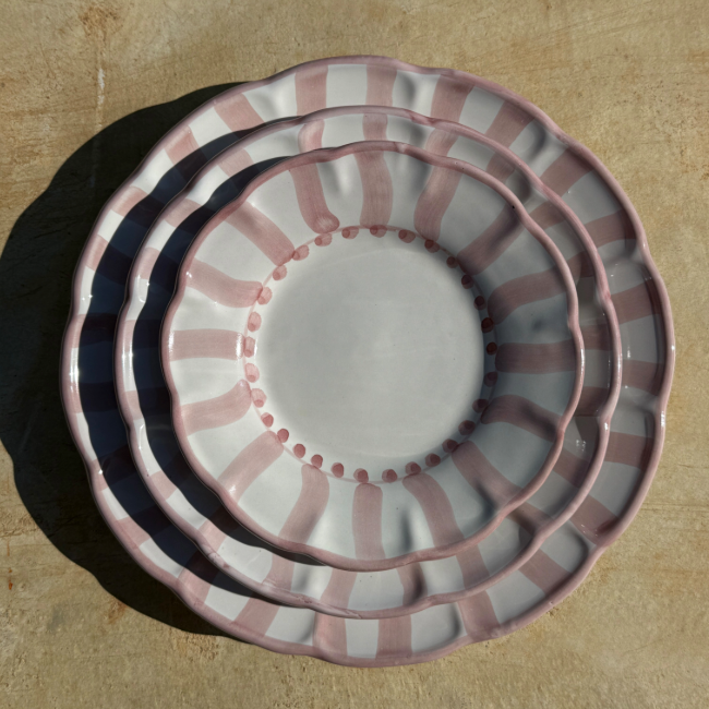 Assiette Sole 25 cm Rayure Rose