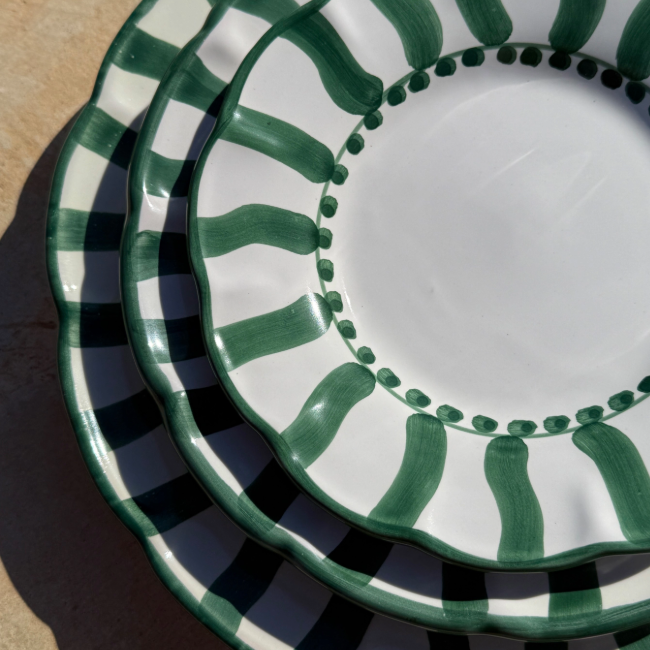 Plat Ovale Sole 38 cm Rayure Vert