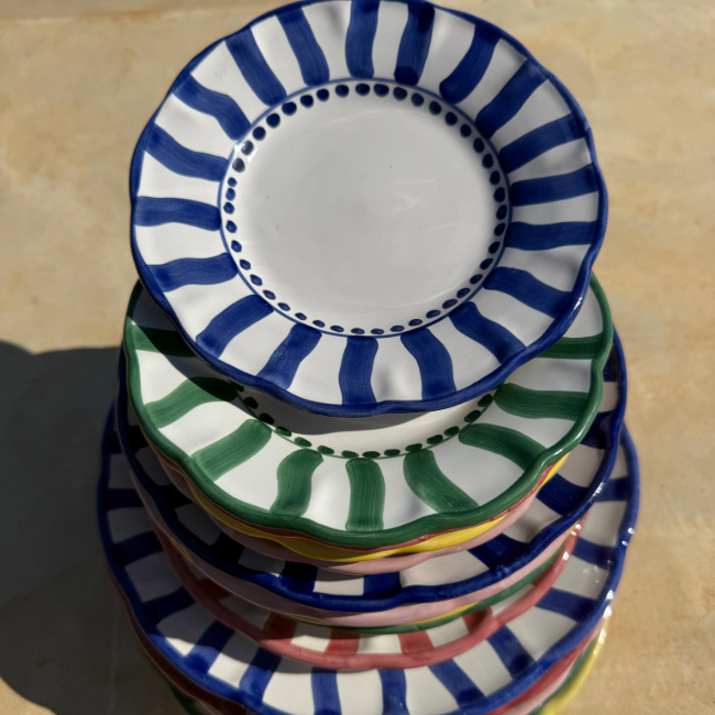 Assiette Sole 16 cm Rayure Bleu