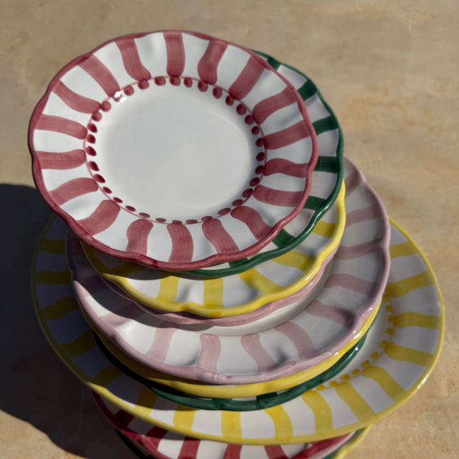 Plat Ovale Sole 38 cm Rayure  Bordeaux