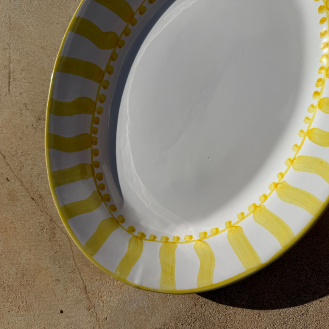 Plat Ovale Sole 30 cm Rayure Jaune