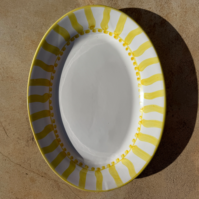 Plat Ovale Sole 30 cm Rayure Jaune