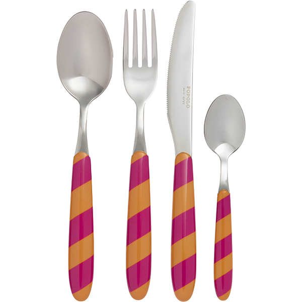 Set de 4 couverts rayures ocre