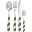 Set de 4 couverts rayures vertes