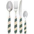 Set de 4 couverts rayures vertes