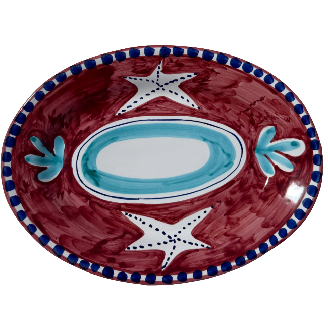 Plat Ovale 30cm Étoile de mer Bordeaux