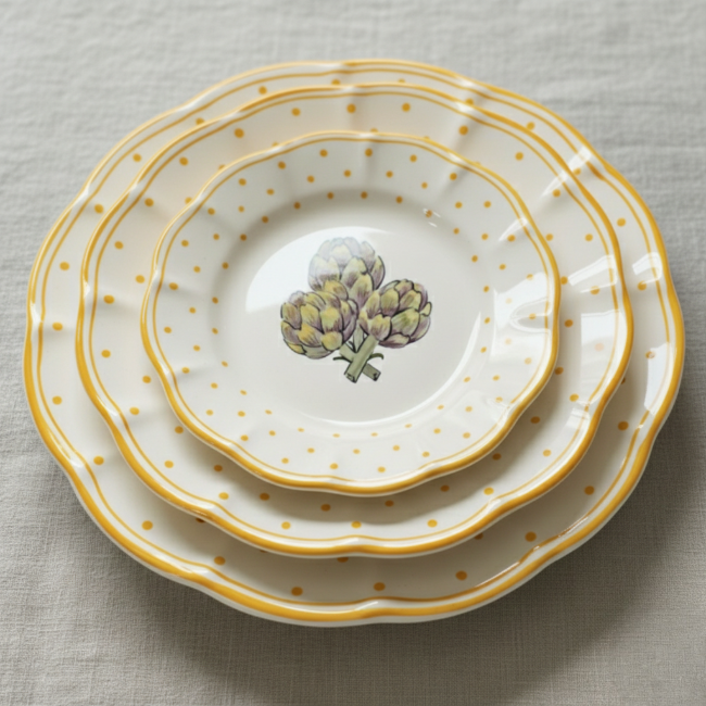 Plate 20cm Artichoke Yellow Dots