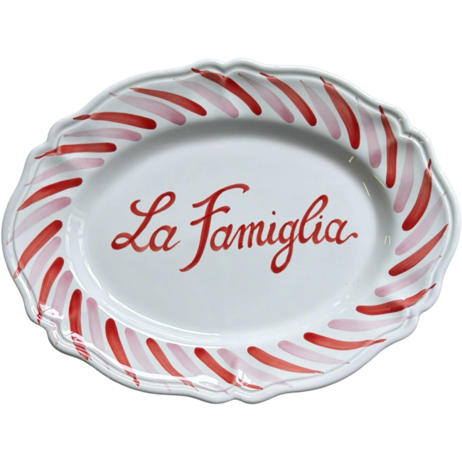 Plat Ovale Berlingot 38cm Rose Rouge