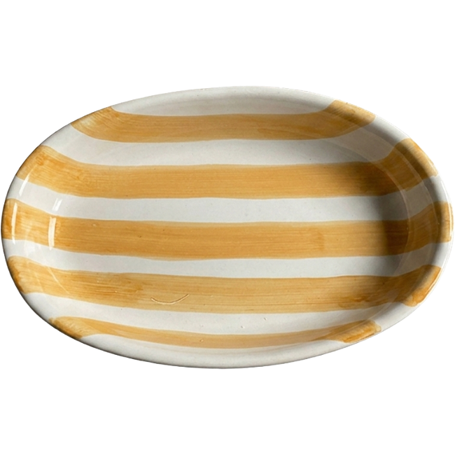 Plat Ovale Rayure Creux 25 cm Ocre