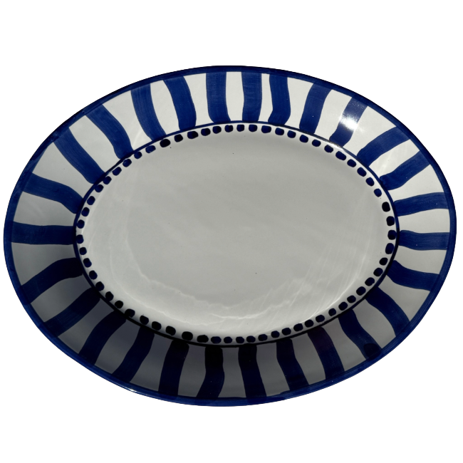 Plat Ovale Sole 30 cm Rayure Bleu