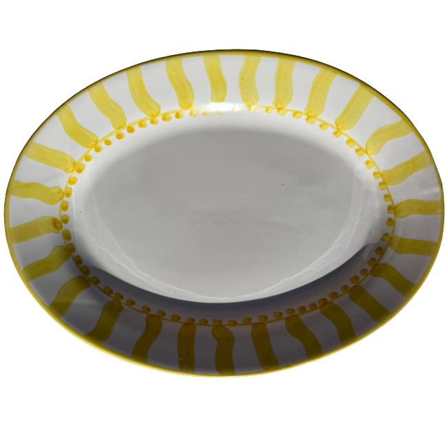 Plat Ovale Sole 30 cm Rayure Jaune