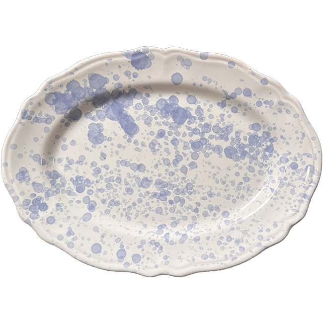 Plat Ovale Points 32 cm Bleu Ciels