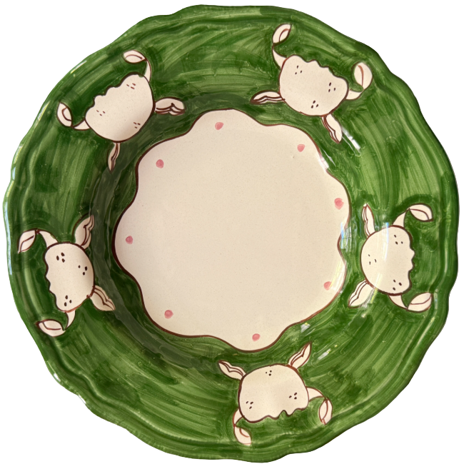 Assiette Positano Pasta 24cm Crabe Vert – Céramique Artisanale Italienne