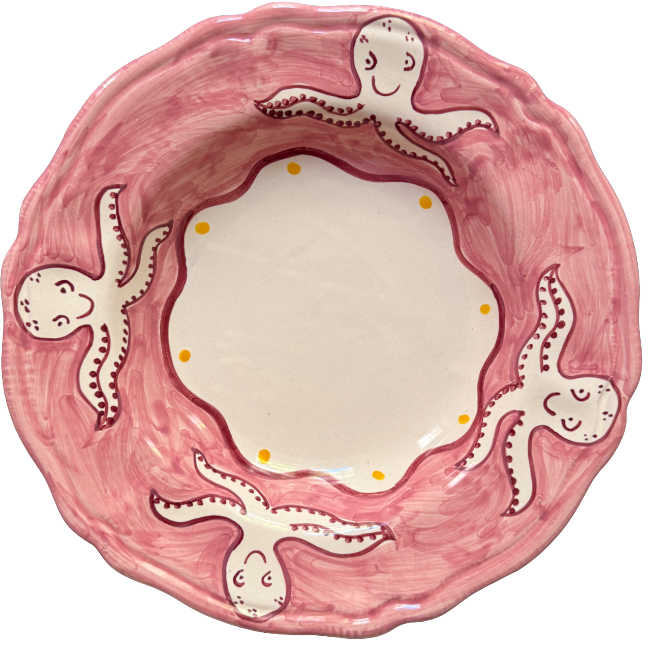 Assiette Positano Pasta 24cm Poulpe Rose