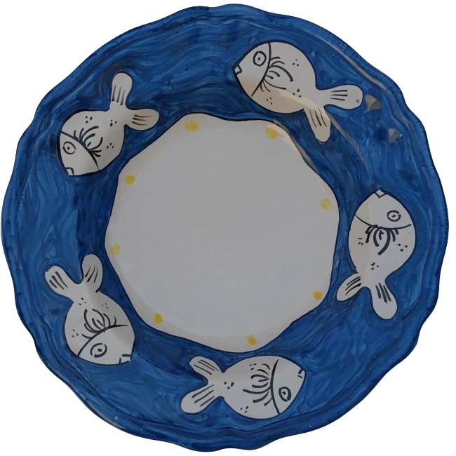 Assiette Positano Pasta 24cm Poisson Bleu