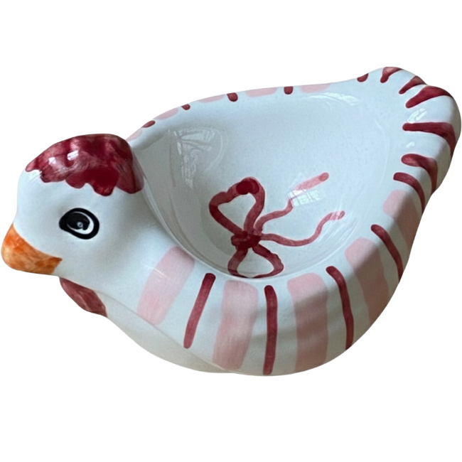 Coquetier Poule Rayures Rose