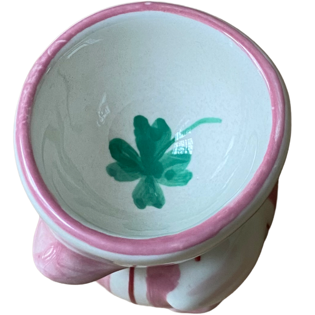 Coquetier Poussin Rayure Rose