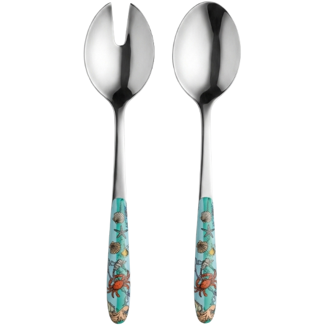 Set of 4 green striped cutlery