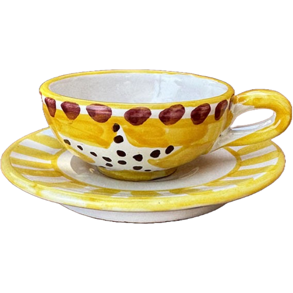 Yellow Starfish Tea Cup and Saucer